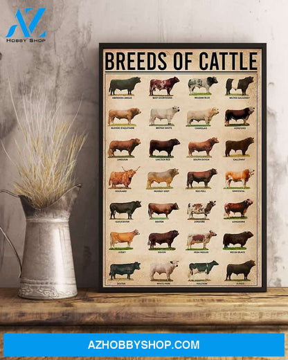 Cow Breeds Vertical Canvas - Wall Decor Visual Art