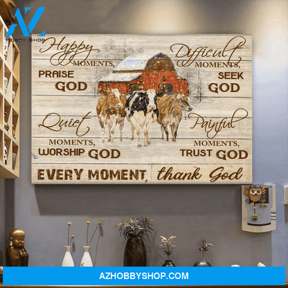 Cow Canvas - Happy Moments Praise God Wall Art Decor