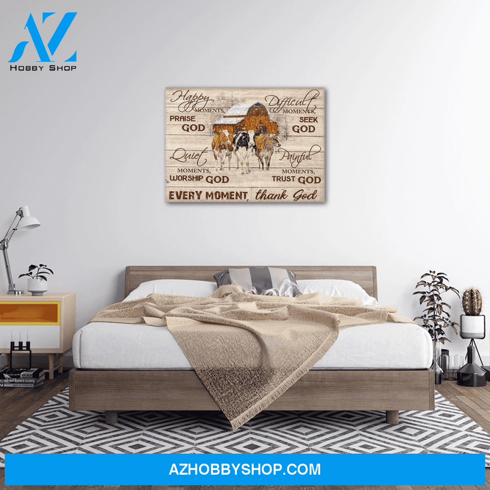 Cow Canvas - Happy Moments Praise God Wall Art Decor