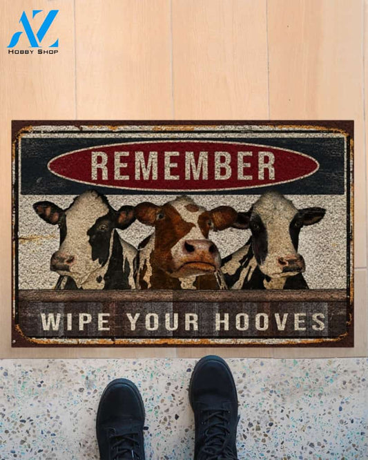 Cow Cattle Wipe Your Hooves Vintage Funny Indoor And Outdoor Doormat Warm House Gift Welcome Mat Birthday Gift For Cow Lovers Farm Farmer