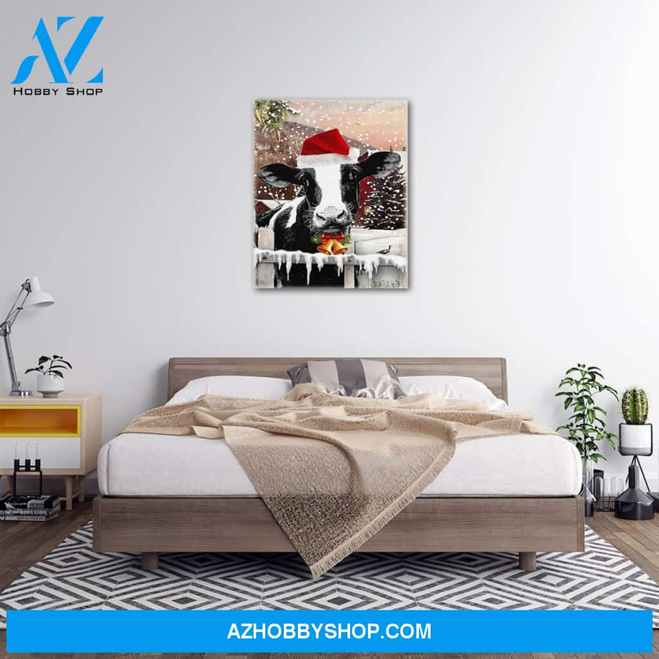 Personalized Canvas Cow Christmas Wall Art For Christmas Gift Canvas Wall Art