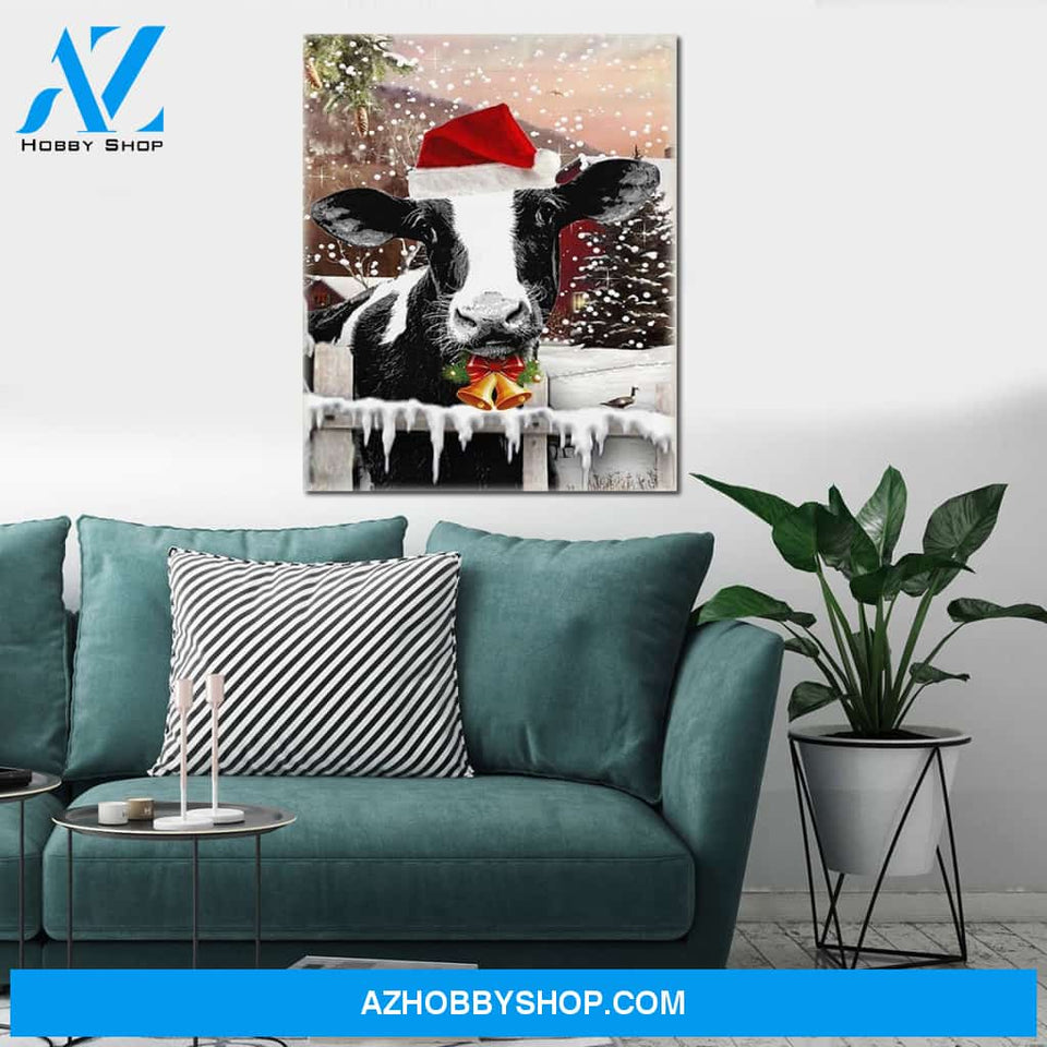 Personalized Canvas Cow Christmas Wall Art For Christmas Gift Canvas Wall Art
