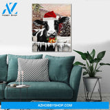 Personalized Canvas Cow Christmas Wall Art For Christmas Gift Canvas Wall Art