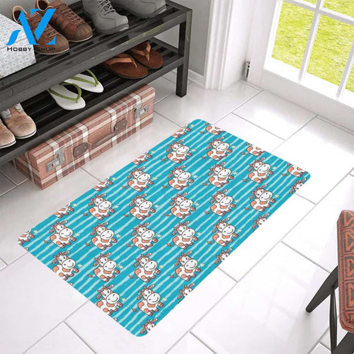 Cow Cute Print Pattern Rubber Doormat