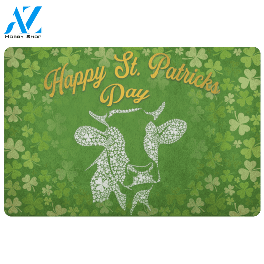 Cow Doormat Happy St. Patrick's Day | Welcome Mat | House Warming Gift