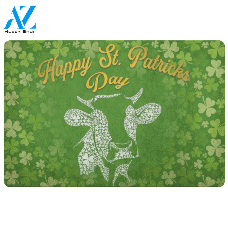 Cow Doormat Happy St. Patrick's Day | Welcome Mat | House Warming Gift