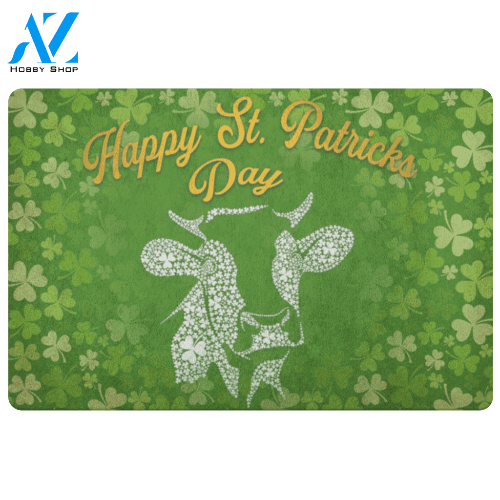 Cow Doormat Happy St. Patrick's Day | Welcome Mat | House Warming Gift