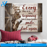 Cow Everyday Is A New Beginning - Matte Canvas, gift for you, gift for cow lover, living room wall art, living room picture