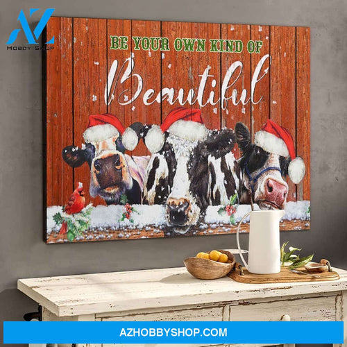 Cow Farm Be Beautiful Christmas Canvas Wall Art, Wall Decor Visual Art