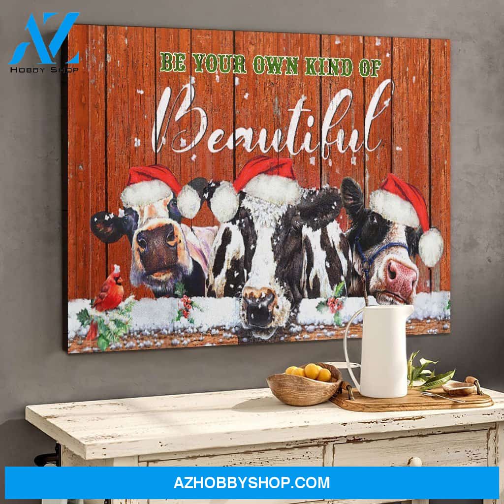 Cow Farm Be Beautiful Christmas Canvas Wall Art, Wall Decor Visual Art