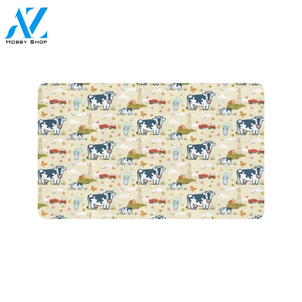 Cow Farm Design Print Rubber Doormat