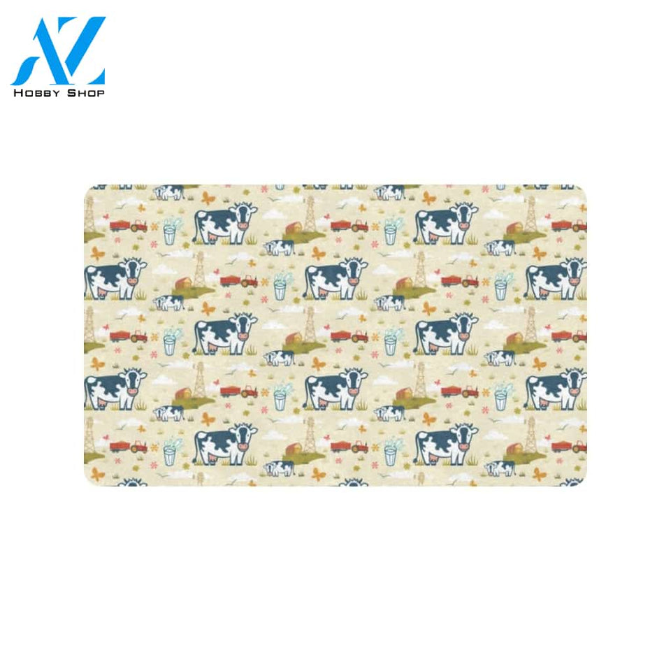 Cow Farm Design Print Rubber Doormat