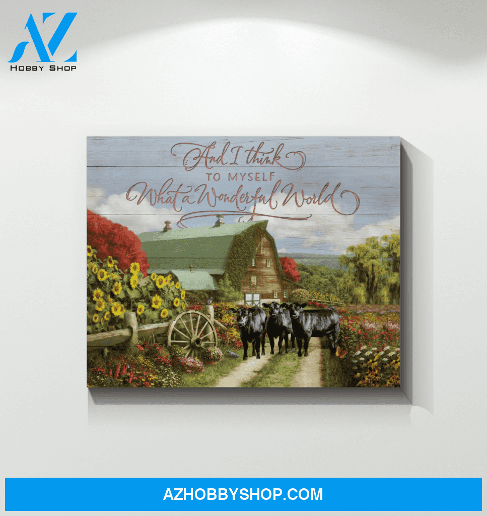 Cow Farm Premium Canvas Wall Art, Wall Decor Visual Art - And I Think to Myself Premium Canvas