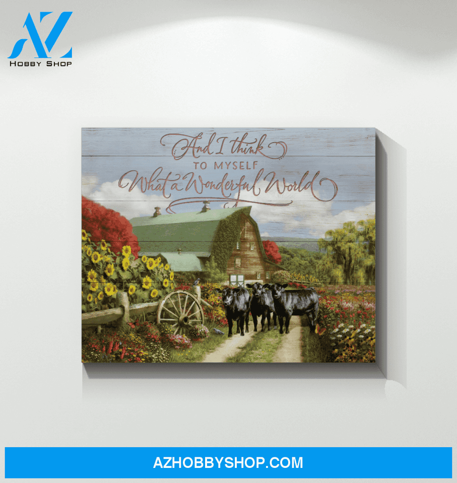 Cow Farm Premium Canvas Wall Art, Wall Decor Visual Art - And I Think to Myself Premium Canvas