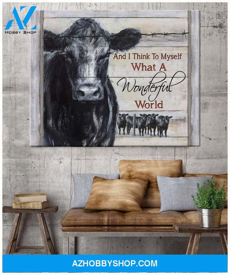 Cow Farm Premium Canvas Wall Art, Wall Decor Visual Art - And I Think To Myself Premium Canvas