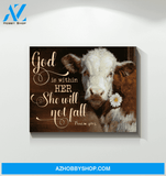 Cow Farm Premium Canvas Wall Art, Wall Decor Visual Art - God Is Within Her She Will Not Fall Premium Canvas