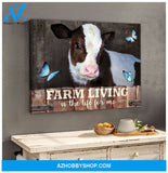 Cow Farm Premium Canvas Wall Art, Wall Decor Visual Art - Farm Living Is The Life For Me Premium Canvas