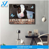 Cow Farm Premium Canvas Wall Art, Wall Decor Visual Art - Farm Living Is The Life For Me Premium Canvas