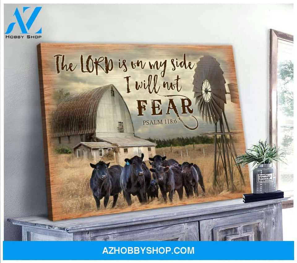 Cow Farm Premium Canvas Wall Art, Wall Decor Visual Art - The Lord Is On My Side I Will Not Fear Premium Canvas