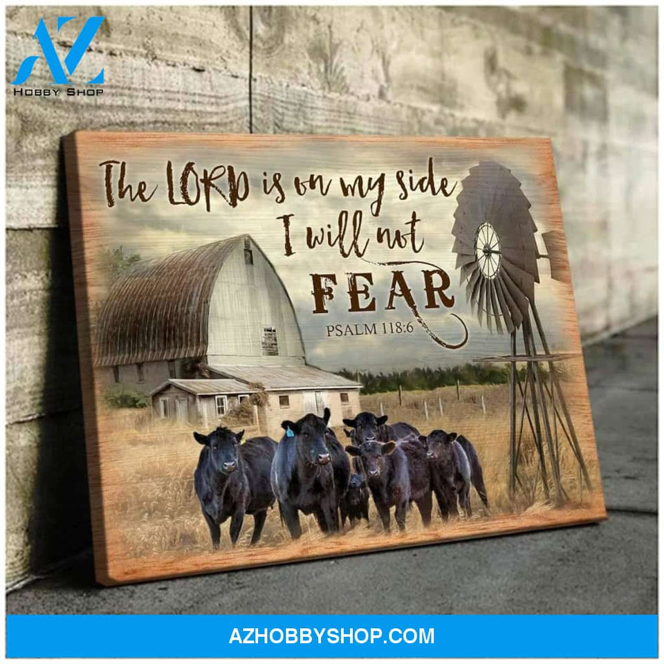 Cow Farm Premium Canvas Wall Art, Wall Decor Visual Art - The Lord Is On My Side I Will Not Fear Premium Canvas