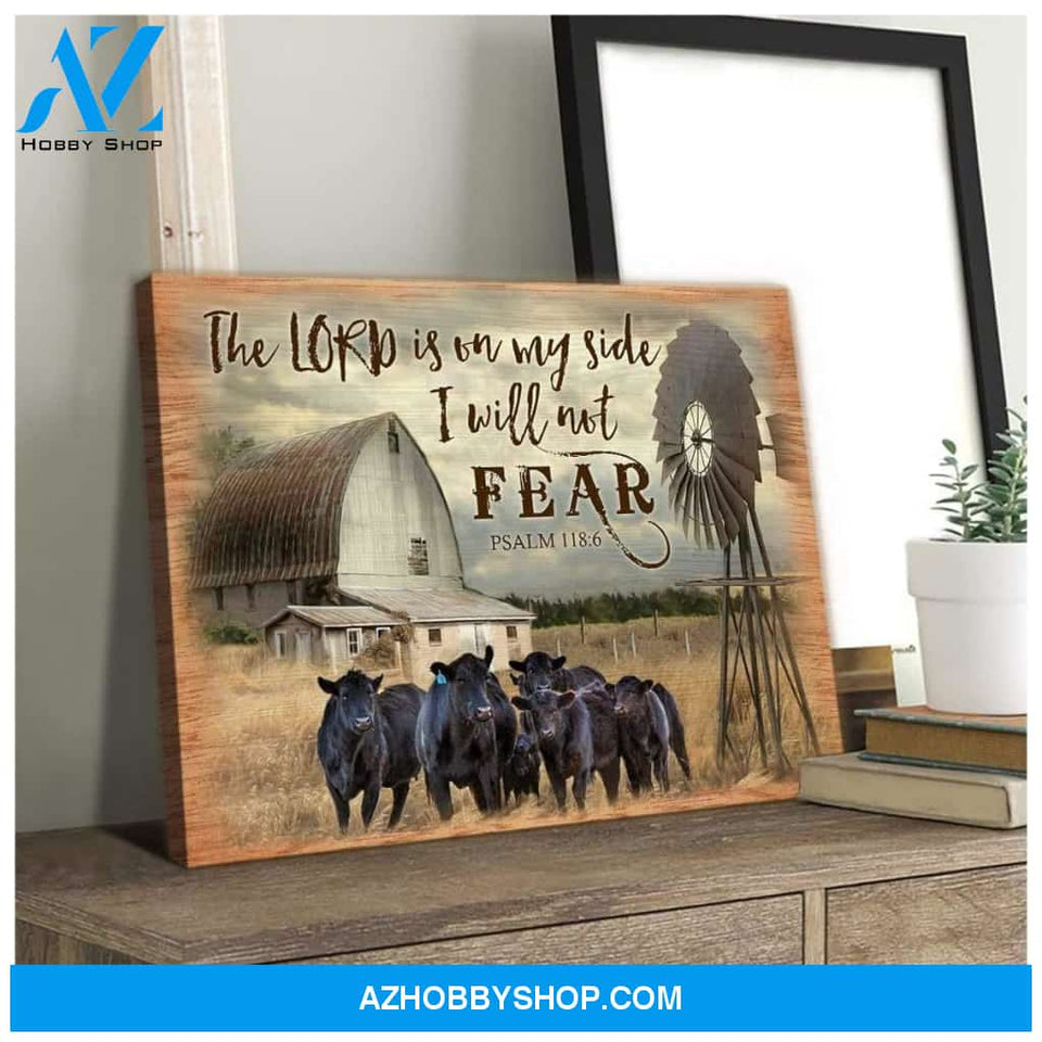 Cow Farm Premium Canvas Wall Art, Wall Decor Visual Art - The Lord Is On My Side I Will Not Fear Premium Canvas