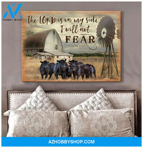 Cow Farm Premium Canvas Wall Art, Wall Decor Visual Art - The Lord Is On My Side I Will Not Fear Premium Canvas