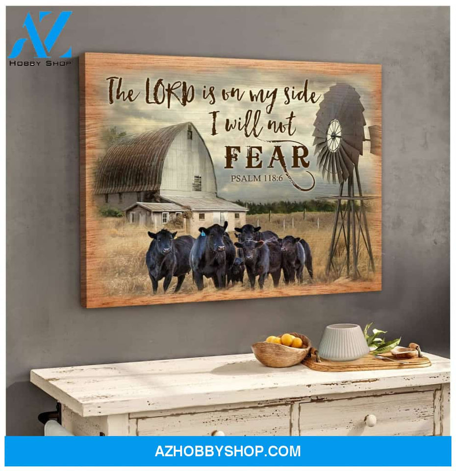 Cow Farm Premium Canvas Wall Art, Wall Decor Visual Art - The Lord Is On My Side I Will Not Fear Premium Canvas