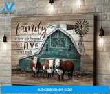 Cow Farm Premium Canvas Wall Art, Wall Decor Visual Art - Where Life Begins And Love Never Ends Premium Canvas