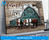 Cow Farm Premium Canvas Wall Art, Wall Decor Visual Art - Where Life Begins And Love Never Ends Premium Canvas