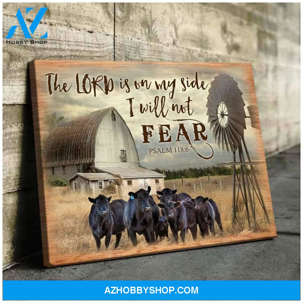 Cow Farm, The Lord Is On My Side I Will Not Fear Canvas Poster Wall Art Prints, Farmhouse Decor