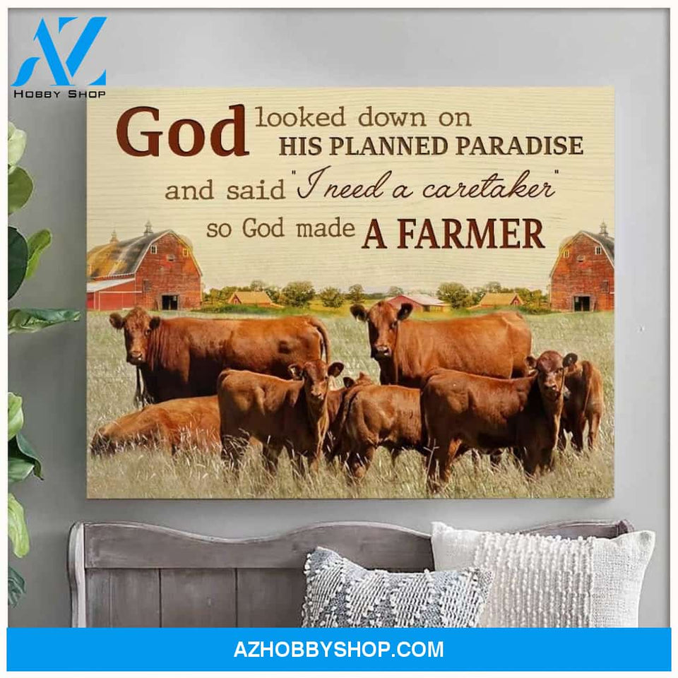 Cow Farmer Premium Canvas Wall Art, Wall Decor Visual Art