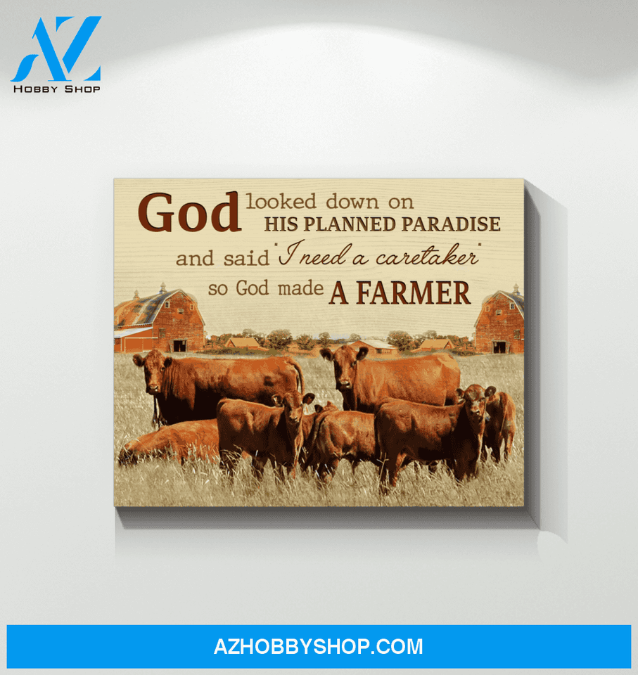 Cow Farmer Premium Canvas Wall Art, Wall Decor Visual Art