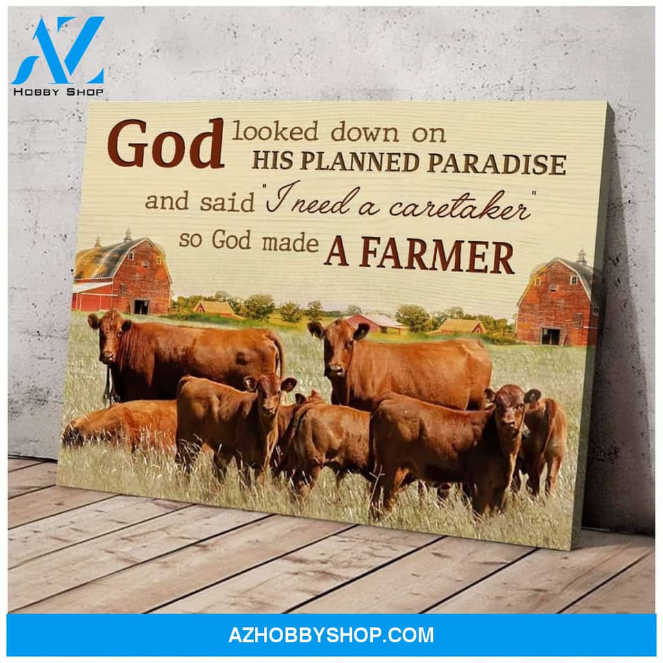 Cow Farmer Premium Canvas Wall Art, Wall Decor Visual Art
