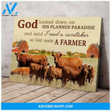 Cow Farmer Premium Canvas Wall Art, Wall Decor Visual Art