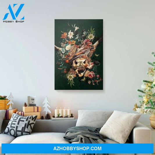 Cow Flower Gardening Vintage Canvas - Wall Decor Víual Art