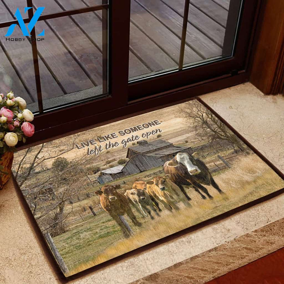 Cow Gate Open T1308 - Door Mat | Welcome Mat | House Warming Gift