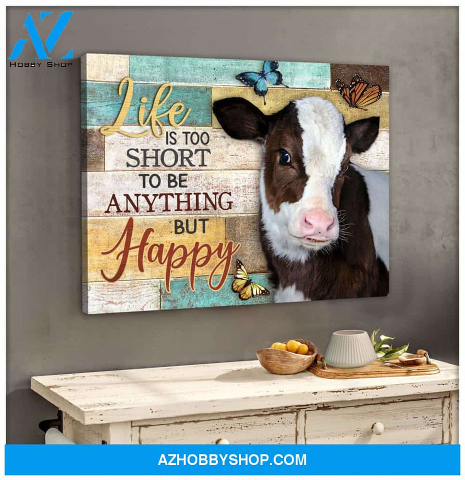 Cow Happy Life Canvas Wall Art Unique Gifts