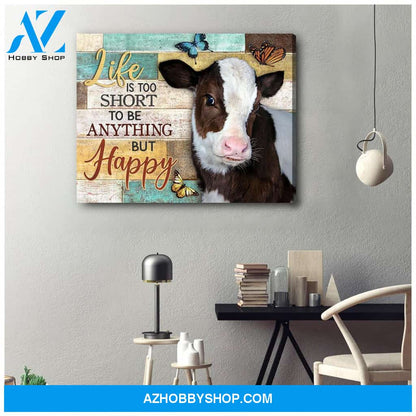 Cow Happy Life Canvas Wall Art Unique Gifts