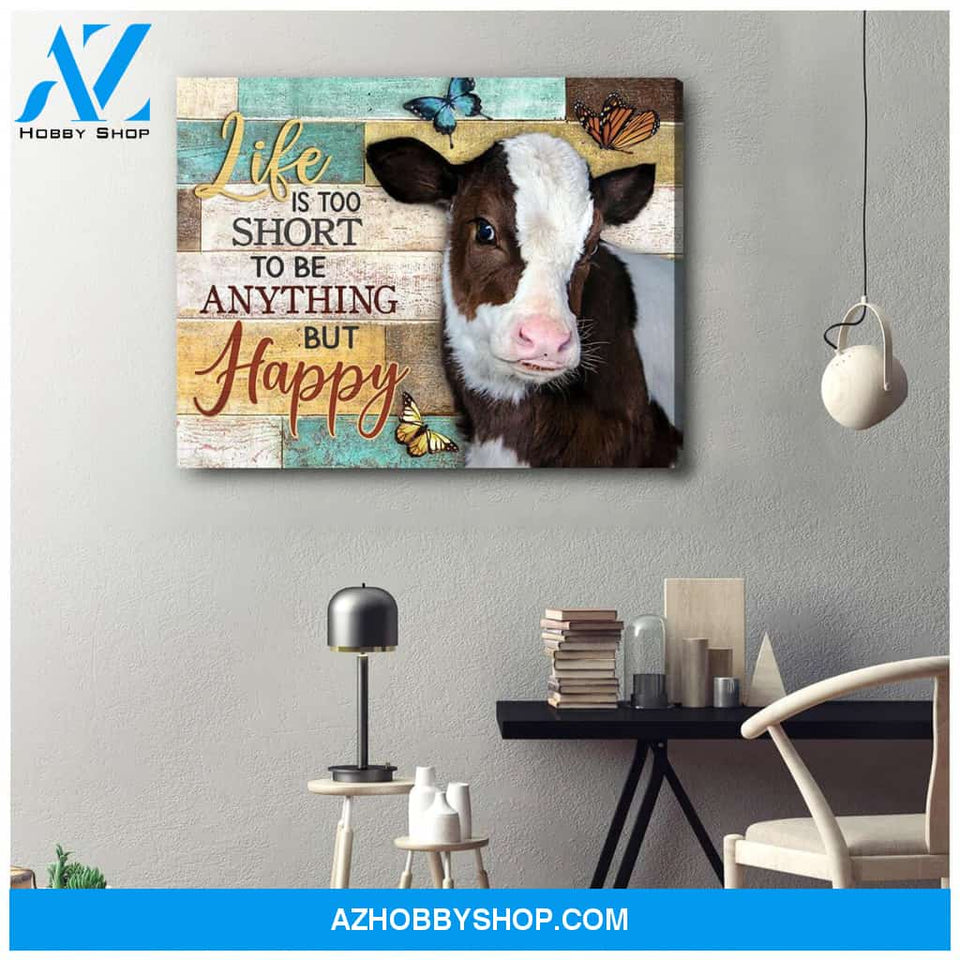 Cow Happy Life Canvas Wall Art Unique Gifts