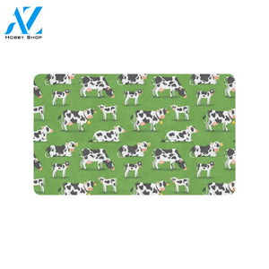 Cow Happy Print Pattern Rubber Doormat
