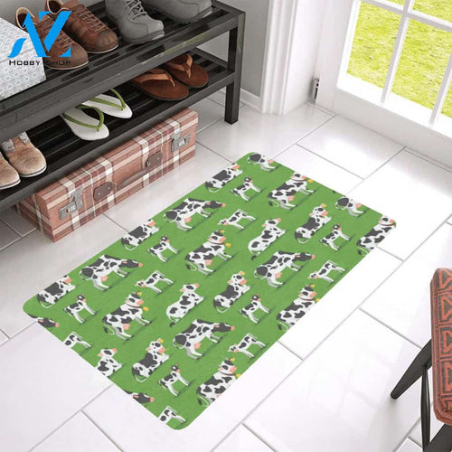 Cow Happy Print Pattern Rubber Doormat