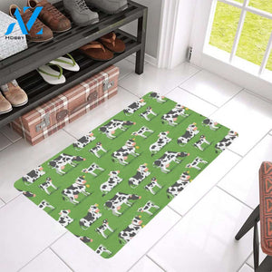 Cow Happy Print Pattern Rubber Doormat