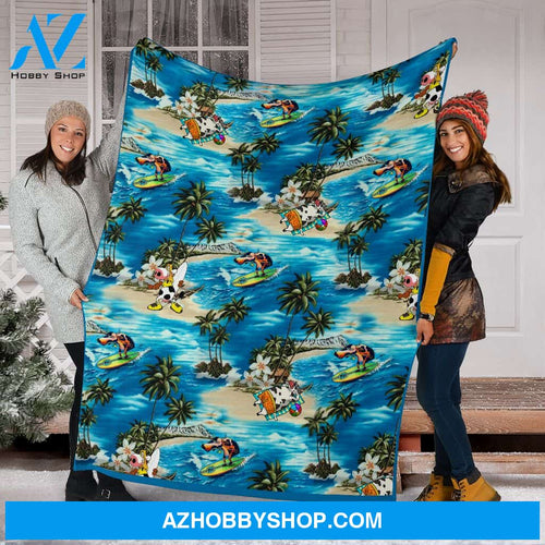Cow Hawaii Island Blanket Fleece Blanket