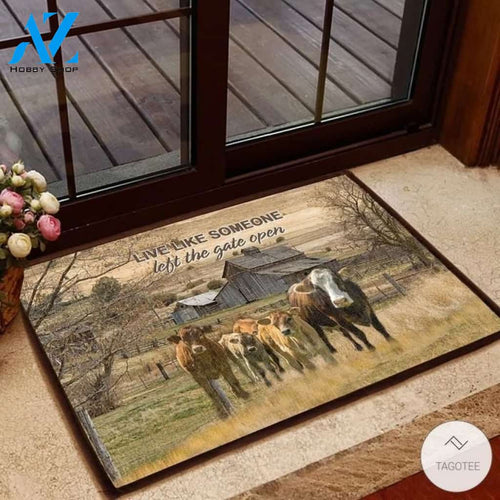Cow Live like someone left the gate open doormat