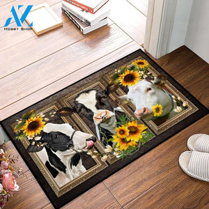Cow Lovely Sunflowers Gift For You Indoor And Outdoor Doormat Warm House Gift Welcome Mat Gift For Cow Lovers Birthday Gift
