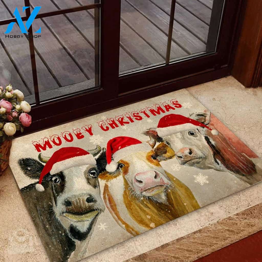 Cow Mooey Christmas Funny Indoor And Outdoor Doormat Warm House Gift Welcome Mat Birthday Gift For Cow Lovers Noel Decor