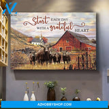 Cow on farm - Start each day with a grateful heart - Jesus Landscape Canvas Prints - Wall Art