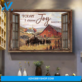 Cow on farm - Today I choose joy window frame - Jesus Landscape Canvas Prints - Wall Art