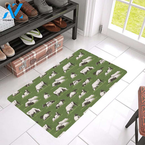 Cow on Grass Print Pattern Rubber Doormat