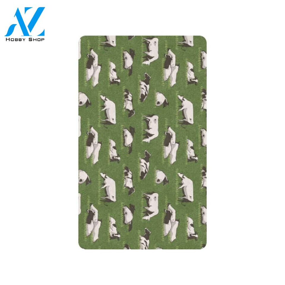 Cow on Grass Print Pattern Rubber Doormat